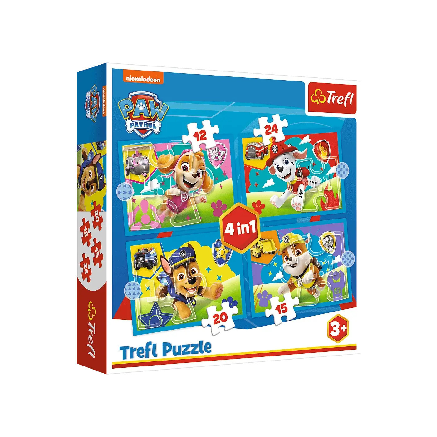Puzzle 4w1 Psi Patrol Biegnące Pieski Trefl 4 obrazki do ułożenia 3+