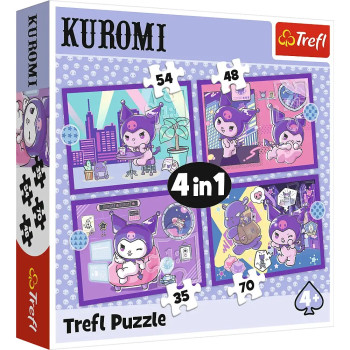 Puzzle 4w1 Dzień Kuromi Hello Kitty puzzle dla dziewczynki - 4 obrazki 4+