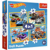 Puzzle 4w1 Hot Wheels Pojazdy samochody Trefl - 4 obrazki 4+