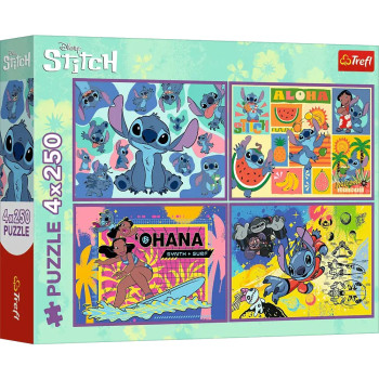 Puzzle 4w1 Lilo & Stitch 4 obrazki po 250 el. Niezwykły Stitch Trefl