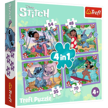 Puzzle 4w1 Szalony dzień Lilo & Stitch Szalony dzień Trefl - 4 obrazki 4+