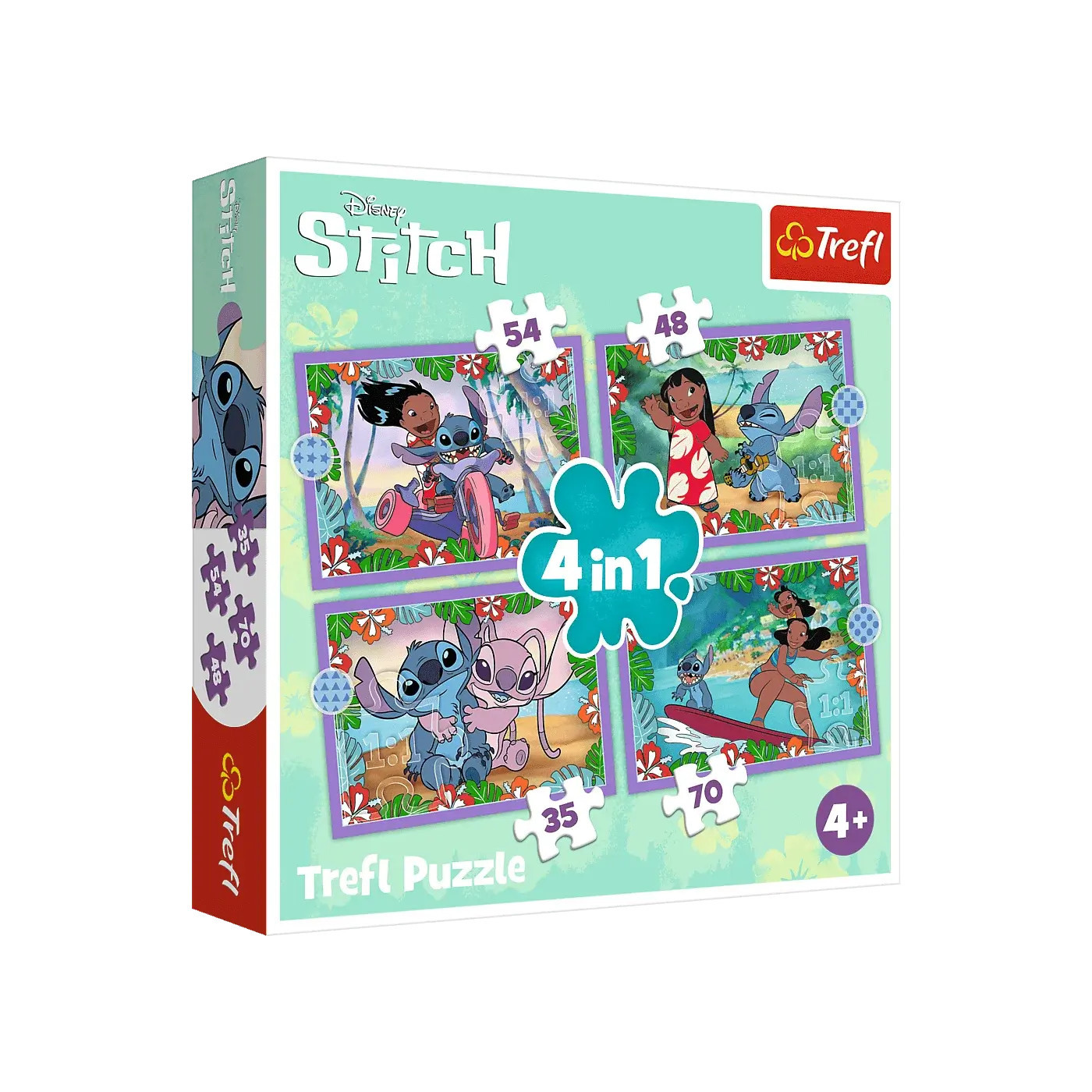 Puzzle 4w1 Szalony dzień Lilo & Stitch Szalony dzień Trefl - 4 obrazki 4+