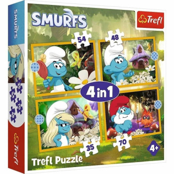 Puzzle 4w1 Życie w Wiosce Smerfów 4 obrazki puzzle dla dzieci 4+