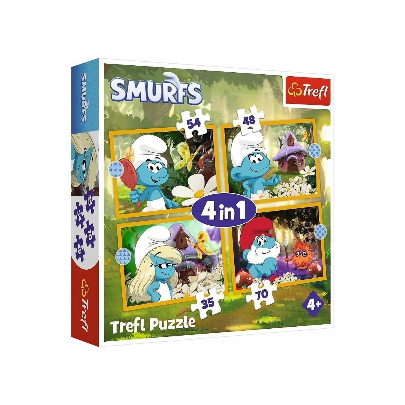 Puzzle 4w1 Życie w Wiosce Smerfów 4 obrazki puzzle dla dzieci 4+