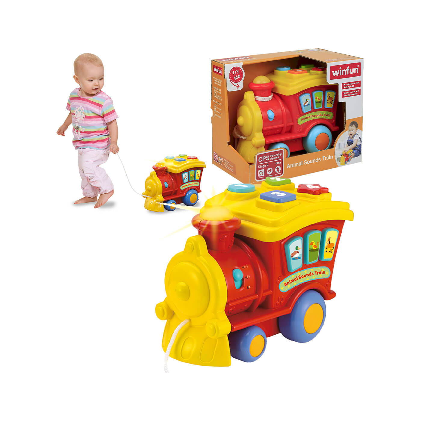 Ciągacz Lokomotywa Czu Czu – Interaktywna Zabawka z Dźwiękami, Światełkiem i Zwierzątkami +6m | ANEK