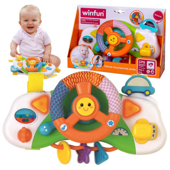 Kierownica interaktywna dla niemowląt 3m+ Winfun z dźwiękami, światłami i kokpitem