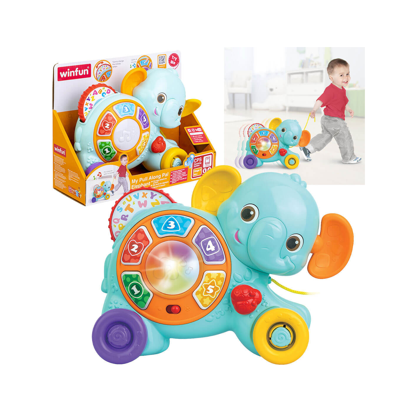 Słonik do ciągnięcia Smily Play – interaktywna zabawka edukacyjna 6 m+