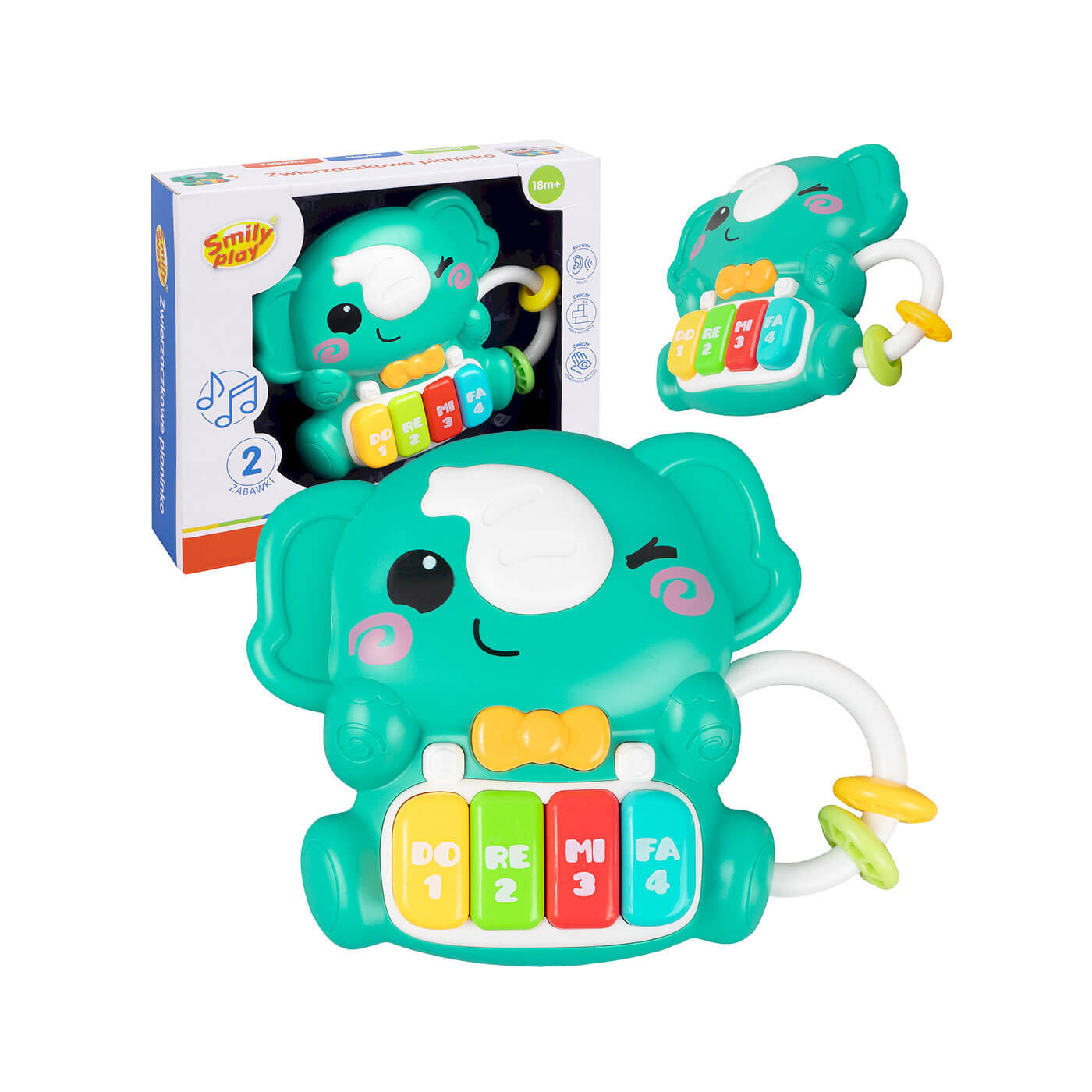 Smily Play SP85190 – Zwierzaczkowe Pianinko Słonik z melodyjkami i światłem