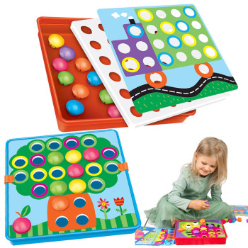 Smily Play SP82925 – Układanka Guziczkowa Mozaika z 12 wzorami – rozwój przez zabawę