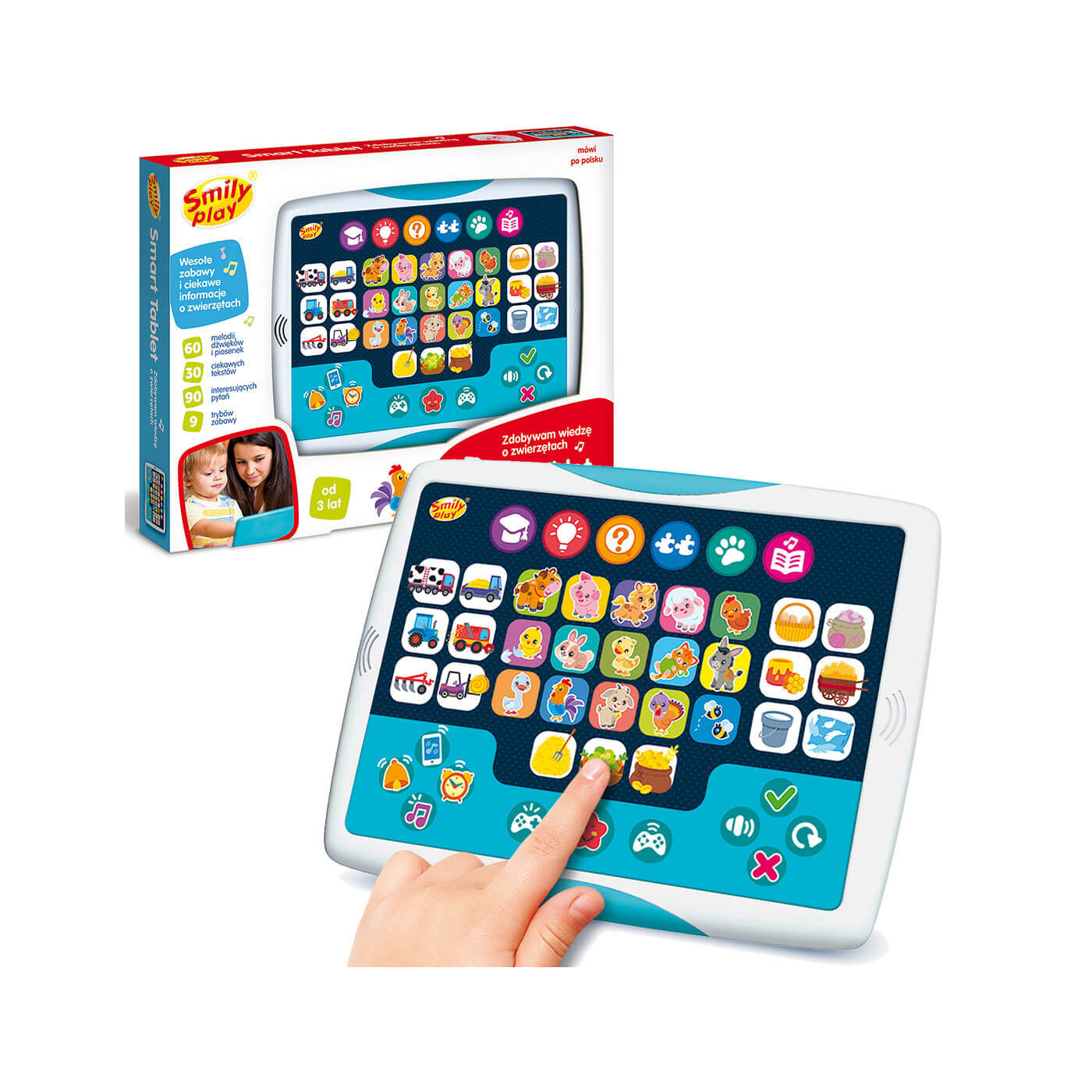 Smart Tablet "Zdobywam wiedzę o zwierzętach" SP98275 (3 +) – Smily Play – interaktywny, polski, 9 trybów zabawy