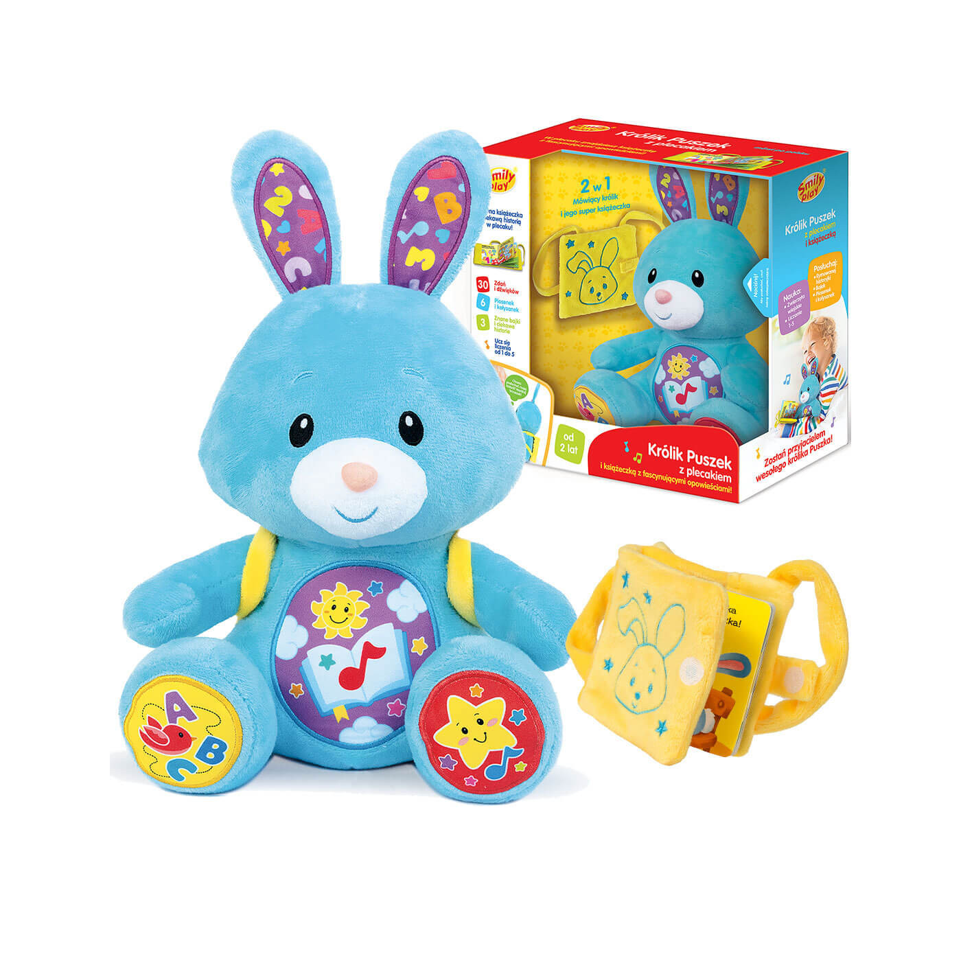 Interaktywny Królik Puszek z Plecakiem i książeczką z bajkami SP98297 – Smily Play od 2 lat