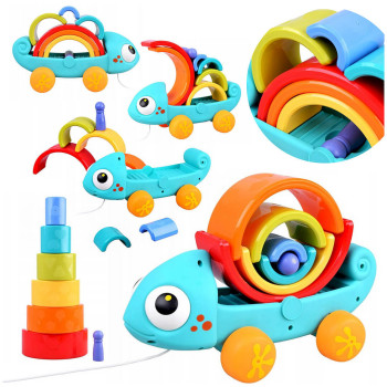 Tęczowy Kameleon HOLA SN791 – edukacyjna zabawka ciągacz dla maluchów (od 18m+)