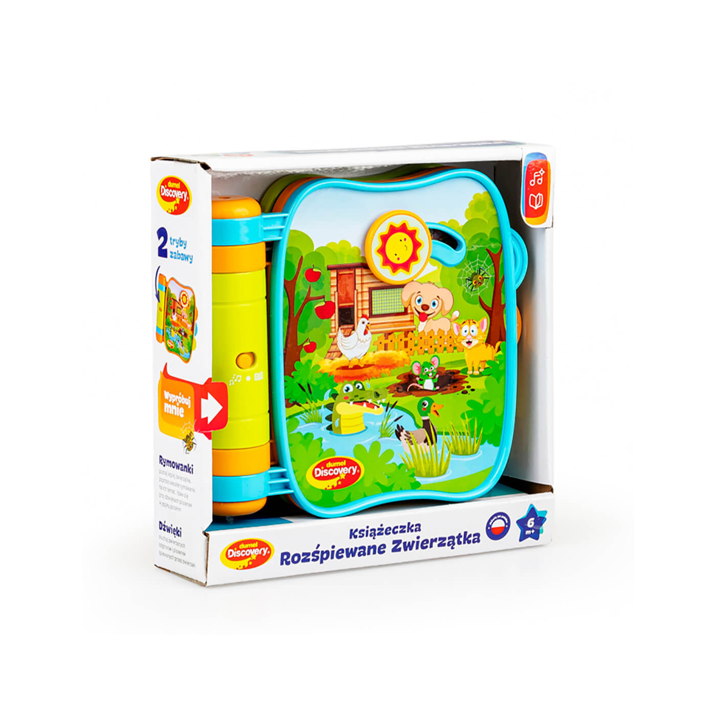 Książeczka interaktywna z dźwiękami edukacyjna Rozśpiewane Zwierzątka Dumel 6m+
