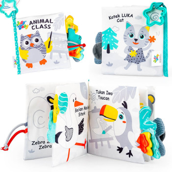 Sprytne Zwierzaki Jolly Baby JB 82593 – materiałowa książeczka sensoryczna 0m+