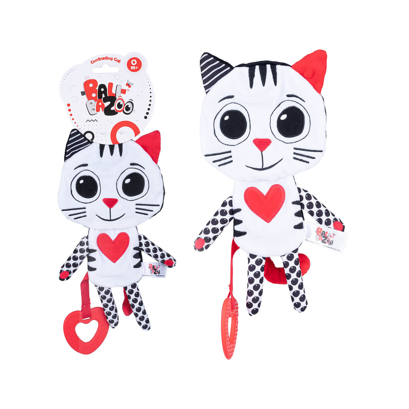 Kontrastowy Kot Balibazoo BB 81042 – sensoryczna zabawka z gryzakiem od 0m+