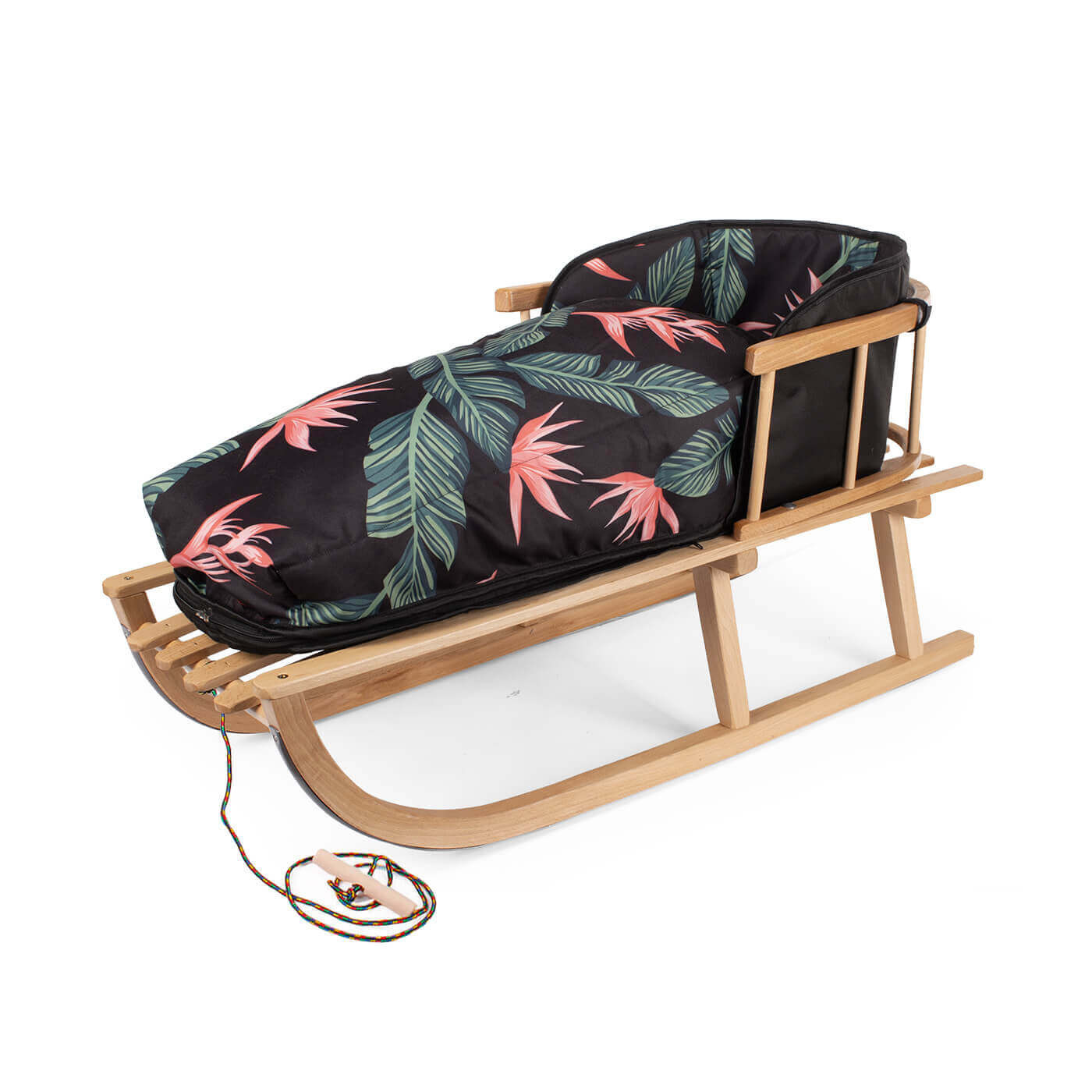 Sanki dla dzieci z oparciem i śpiworkiem + sznurek z uchwytem