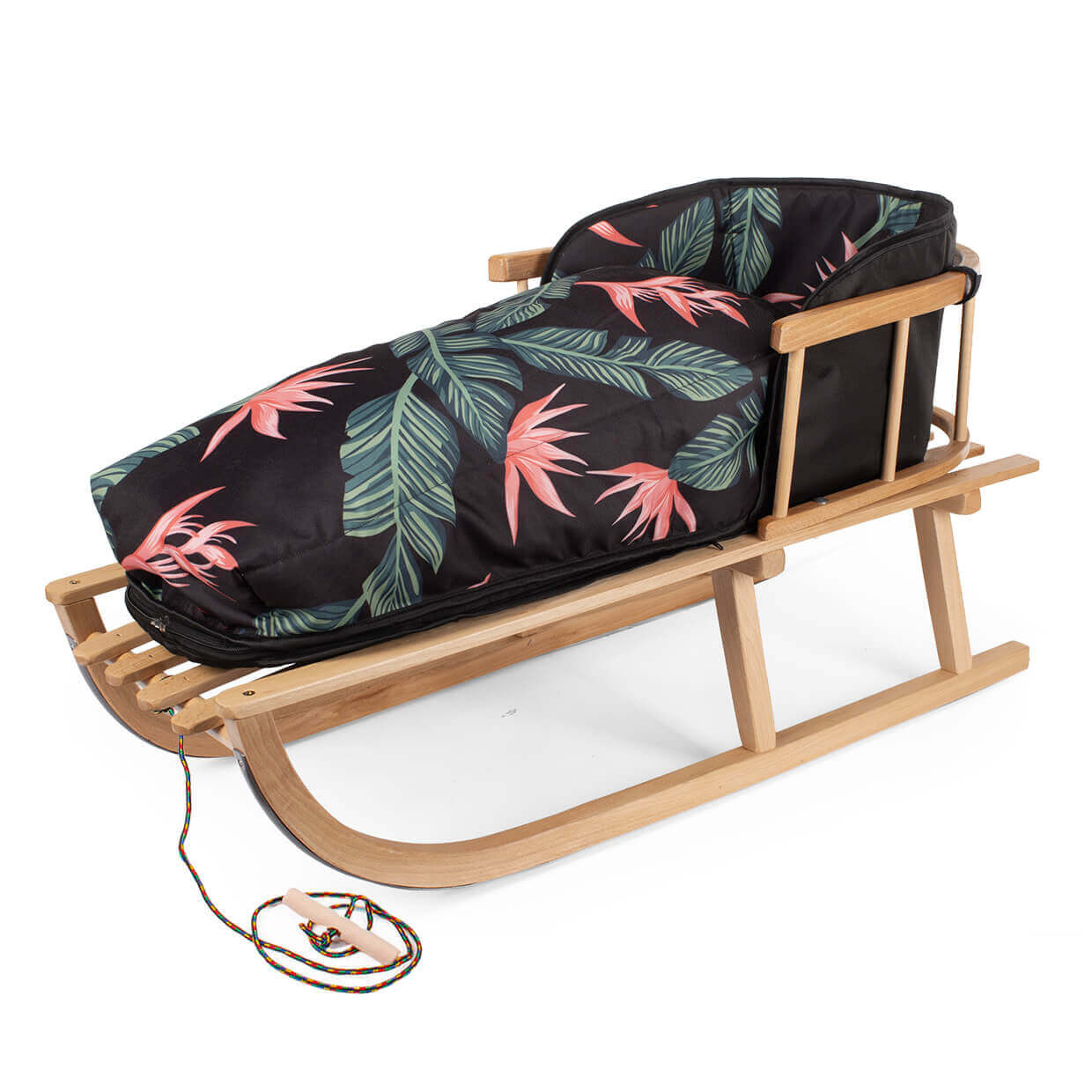 Sanki drewniane ze śpiworkiem