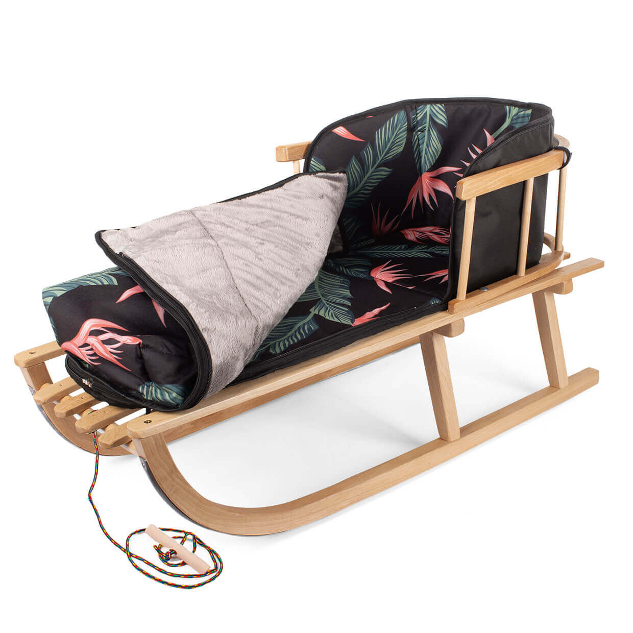 Sanki dla dzieci z oparciem i śpiworkiem