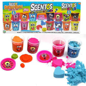 Pachnący Zestaw - Ciastolina 8szt. + Piasek Kinetyczny 8szt. Dumel Scentos