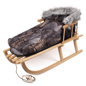 Sanki drewniane z oparciem i śpiworkiem, sznurek gratis!