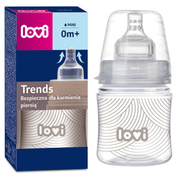 Butelka + smoczek 0m+ do podawania mleka od narodzin Lovi Trends 120ml