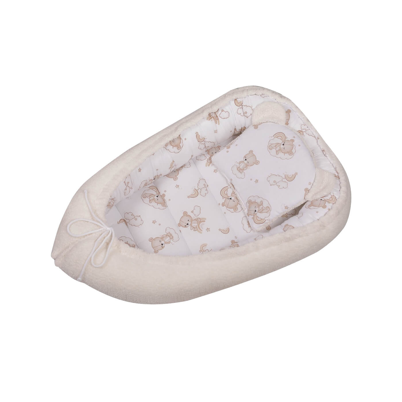 Kokon niemowlęcy Boucle, gniazdko z poduszką 80x50 cm