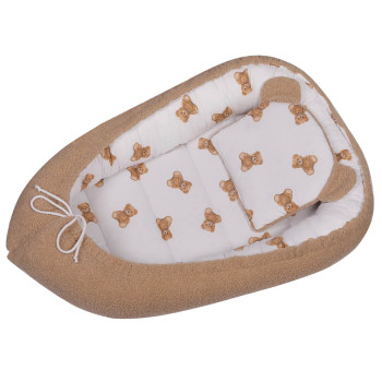 Kokon niemowlęcy Boucle, gniazdko z poduszką 80x50 cm