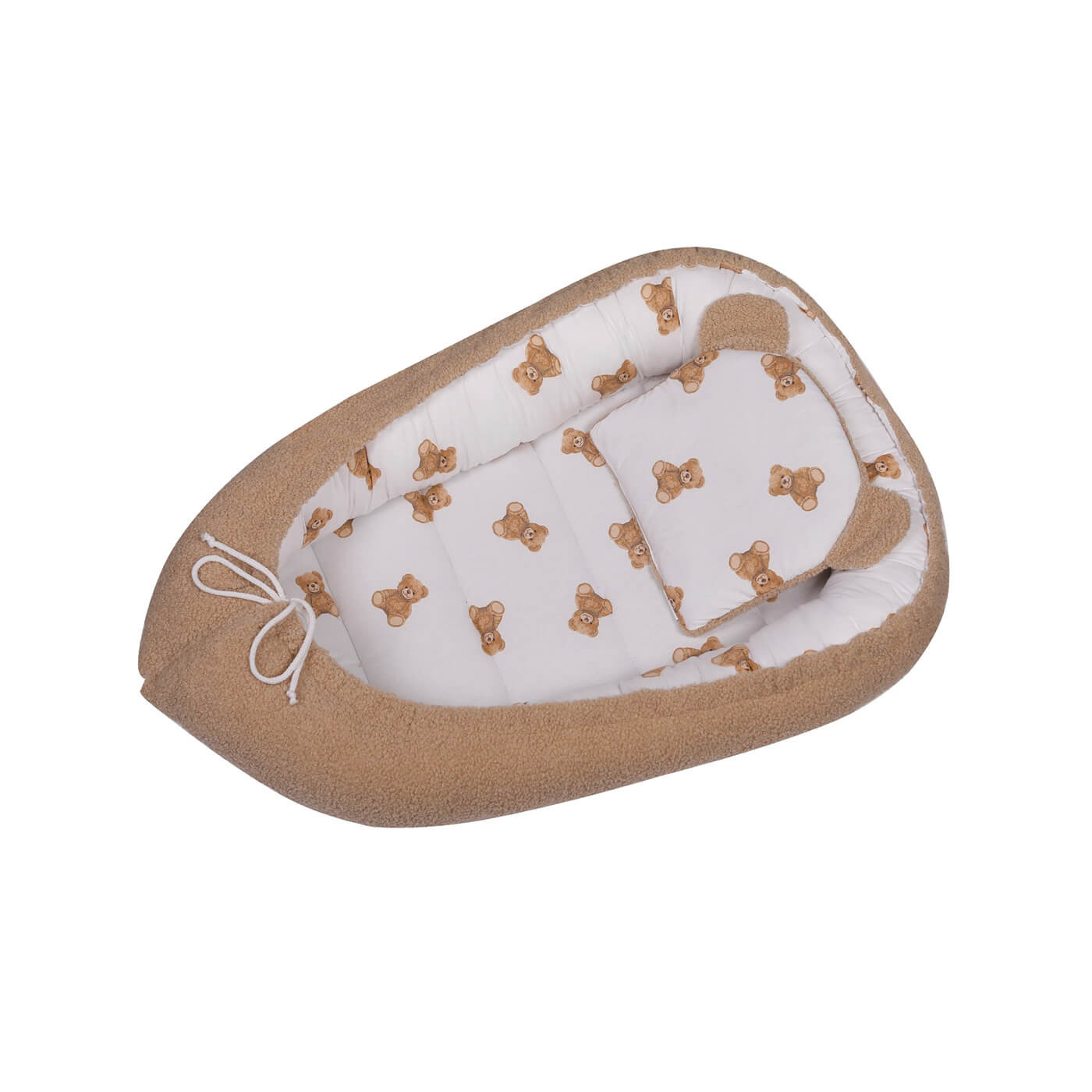 Kokon niemowlęcy Boucle, gniazdko z poduszką 80x50 cm