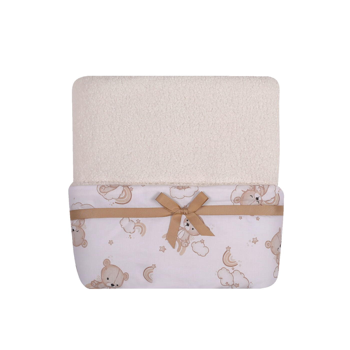 Kocyk pledzik dwustronny Bouclé + Bawełna 90×75 cm – miękkość i komfort dla Twojego maluszka