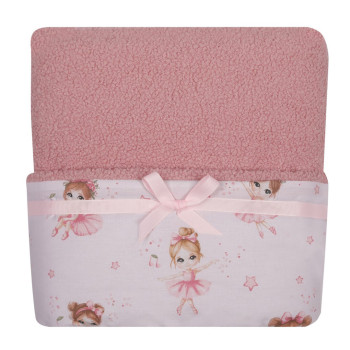 Kocyk pledzik dwustronny Bouclé + Bawełna 90×75 cm – miękkość i komfort dla Twojego maluszka | Różowy