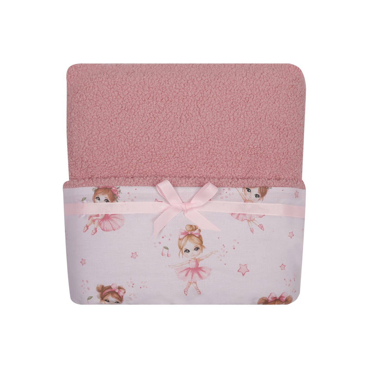 Kocyk pledzik dwustronny Bouclé + Bawełna 90×75 cm – miękkość i komfort dla Twojego maluszka | Różowy