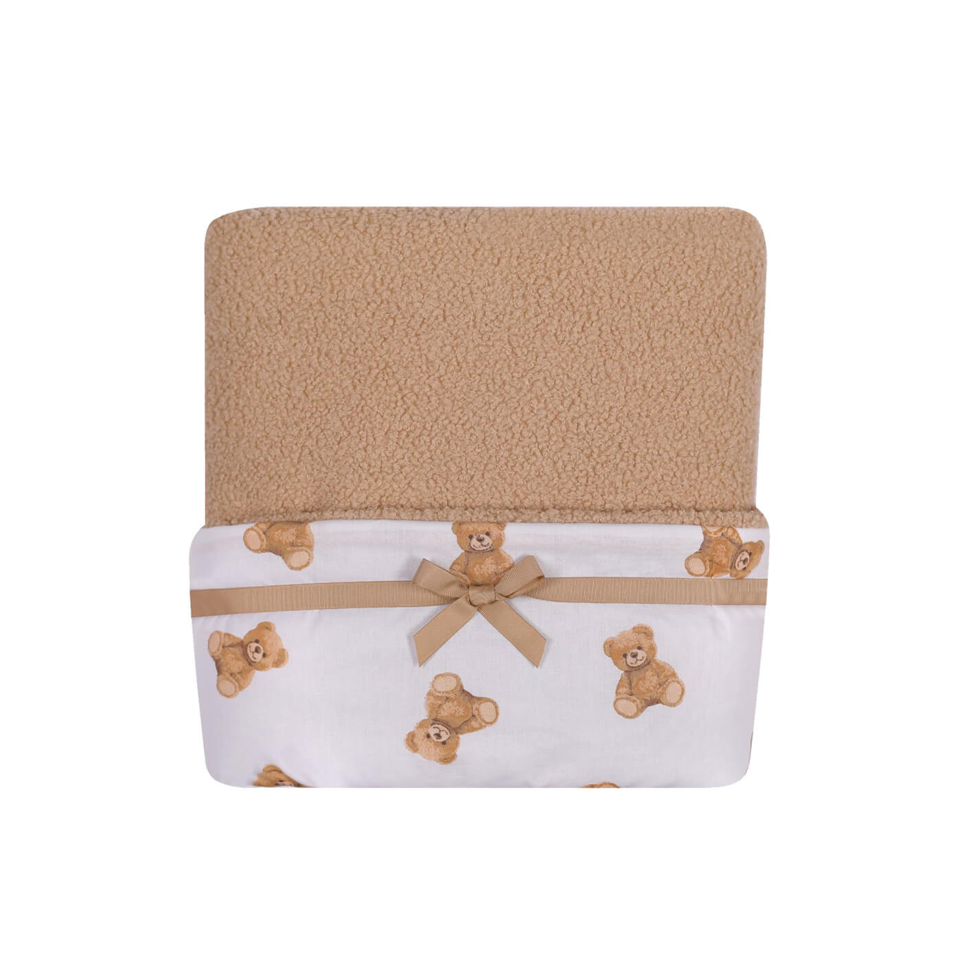 Kocyk pledzik dwustronny Bouclé + Bawełna 90×75 cm – miękkość i komfort dla Twojego maluszka | Brązowy