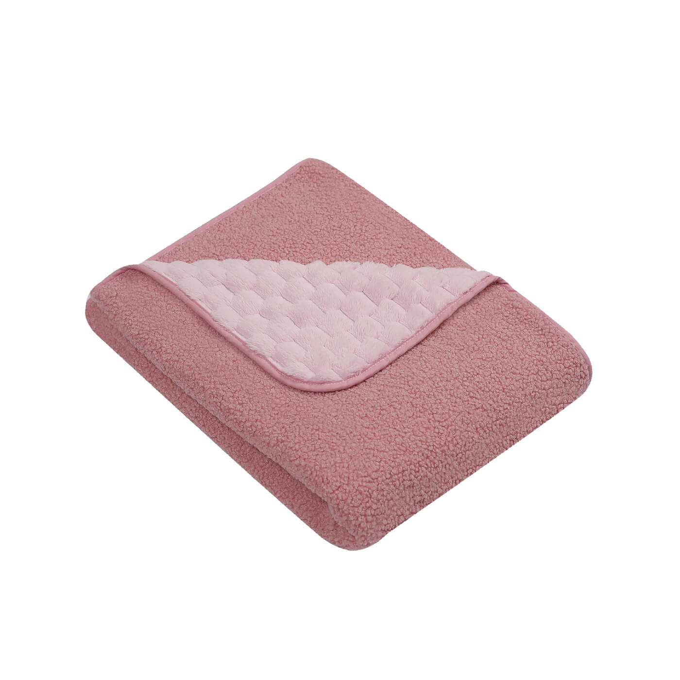 Kocyk podwójny Bouclé 90×80 cm – gruby koc niemowlęcy | Różowy