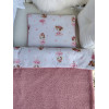 Komplet do wózka Kocyk + poduszka Bouclé 63x73 cm – Zestaw pościeli| Różowy