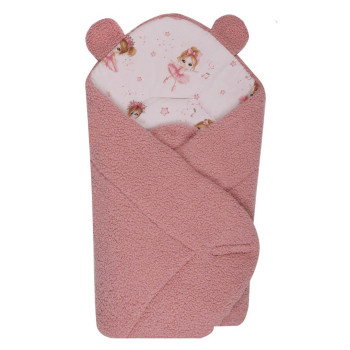 Rożek becik niemowlęcy Bouclé – otulacz dla niemowlaka na rzepy 80x75 cm