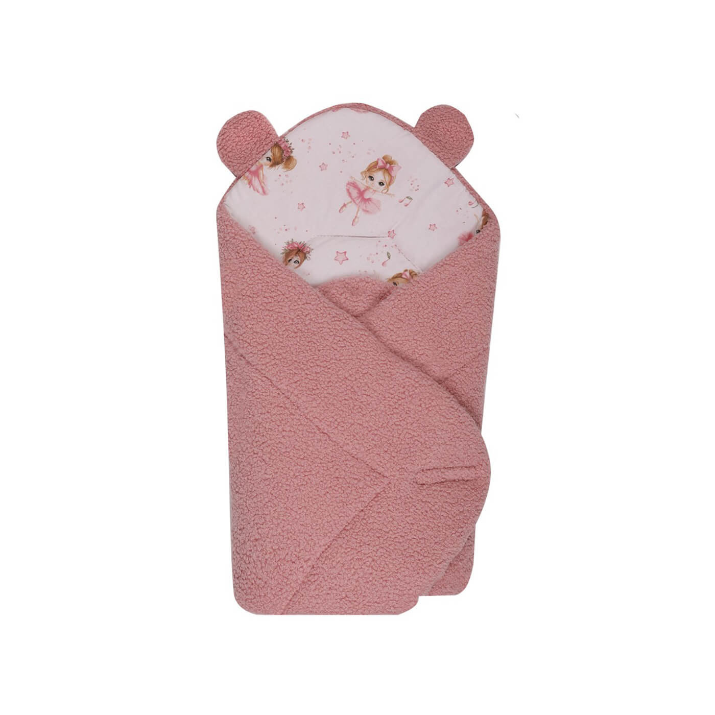 Rożek becik niemowlęcy Bouclé – otulacz dla niemowlaka na rzepy 80x75 cm