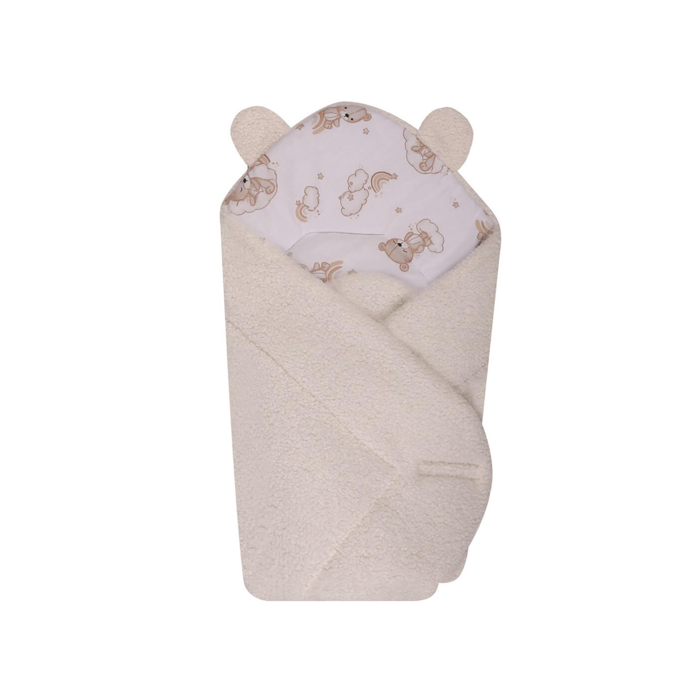 Rożek, becik niemowlęcy z tkaniny Bouclé Otulacz 80x75cm | Beżowy