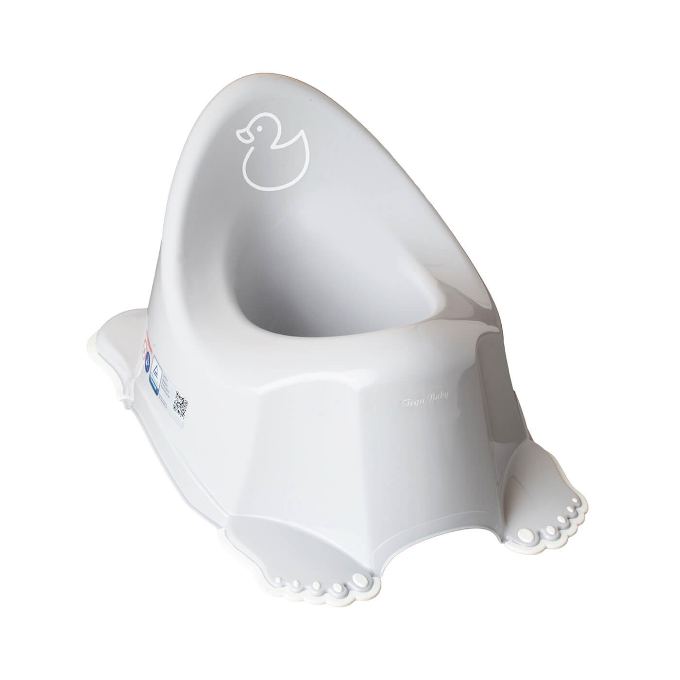 Uniwersalny nocnik antypoślizgowy dla dzieci Tega Kaczuszka w kolorze jasno-szarym.