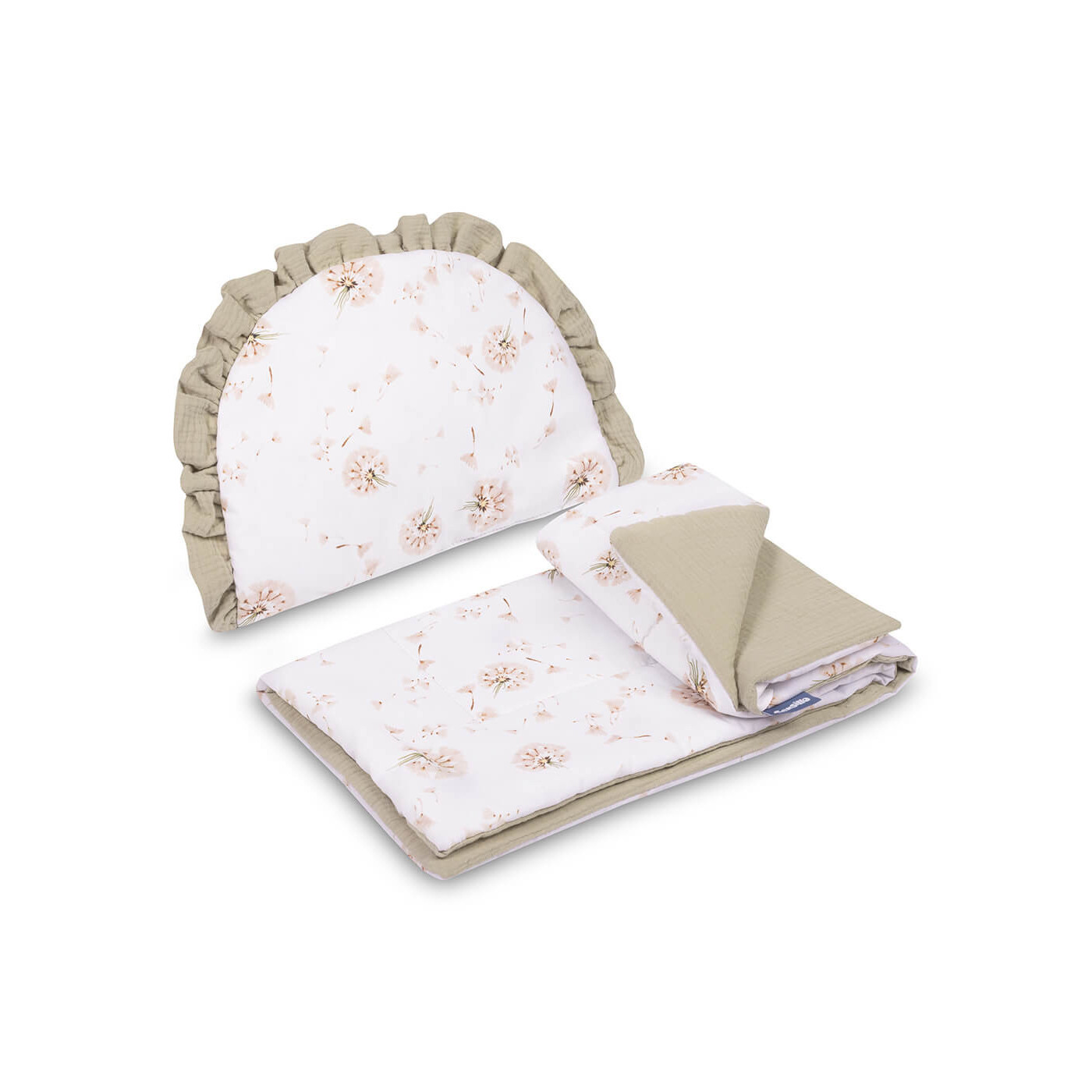 Komplet do wózka Kocyk + poduszka Muślin 76x56 cm – Zestaw pościeli | Beżowy