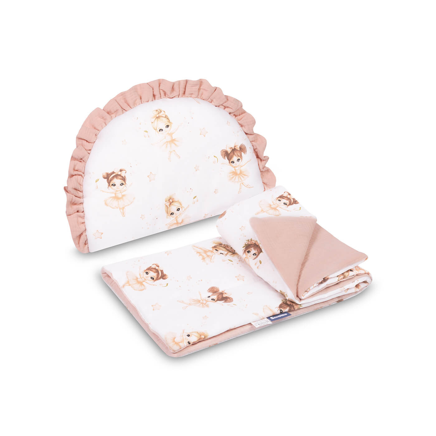 Komplet do wózka Kocyk + poduszka Muślin 76x56 cm – Zestaw pościeli | Różowy