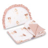 Komplet do wózka Kocyk + poduszka Muślin 76x56 cm – Zestaw pościeli | Różowy
