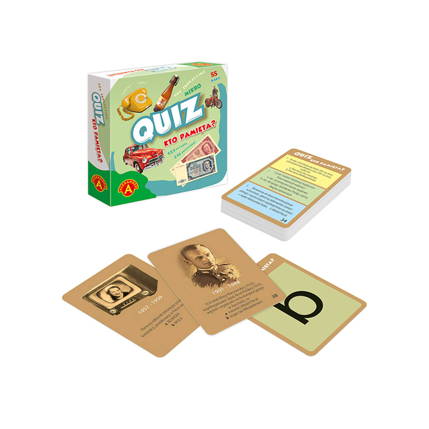 Gra kieszonkowa mikro QUIZ Kto pamięta? Gra edukacyjna podręczna Alexander