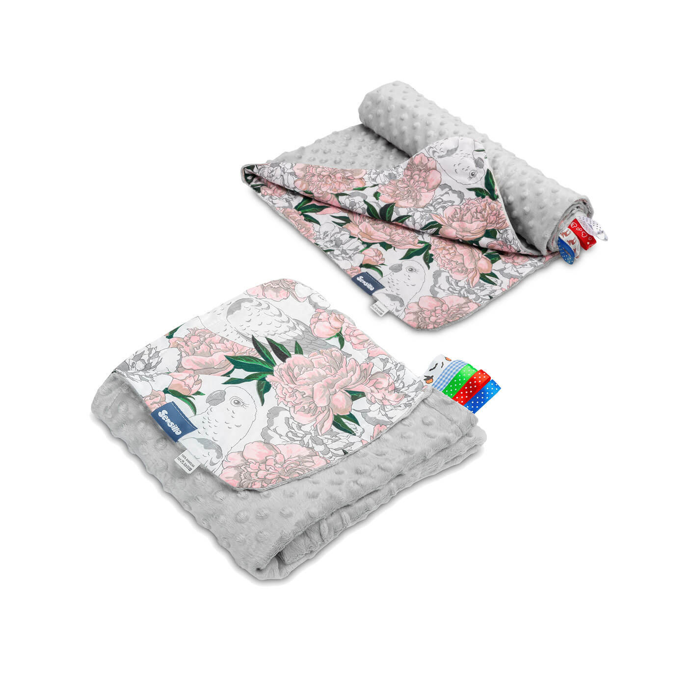 Kocyk Minky lekki 75x100 cm – bawełniany, dwustronny, z wstążeczkami