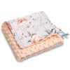Kocyk Minky lekki 75x100 cm – bawełniany, dwustronny, z wstążeczkami | Brzoskwinia