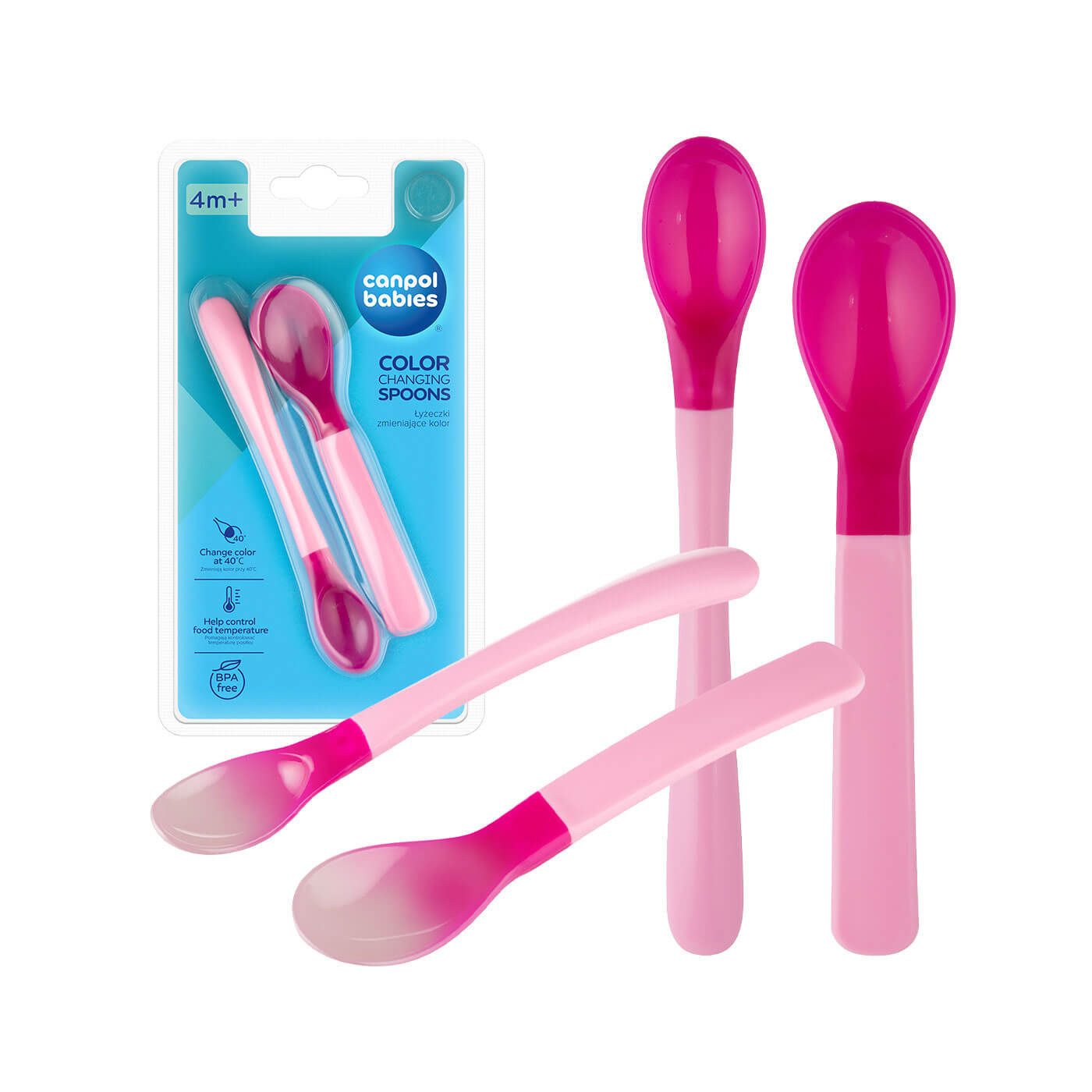 Zestaw łyżeczek do karmienia niemowląt zmieniających kolor 2 szt. Canpol