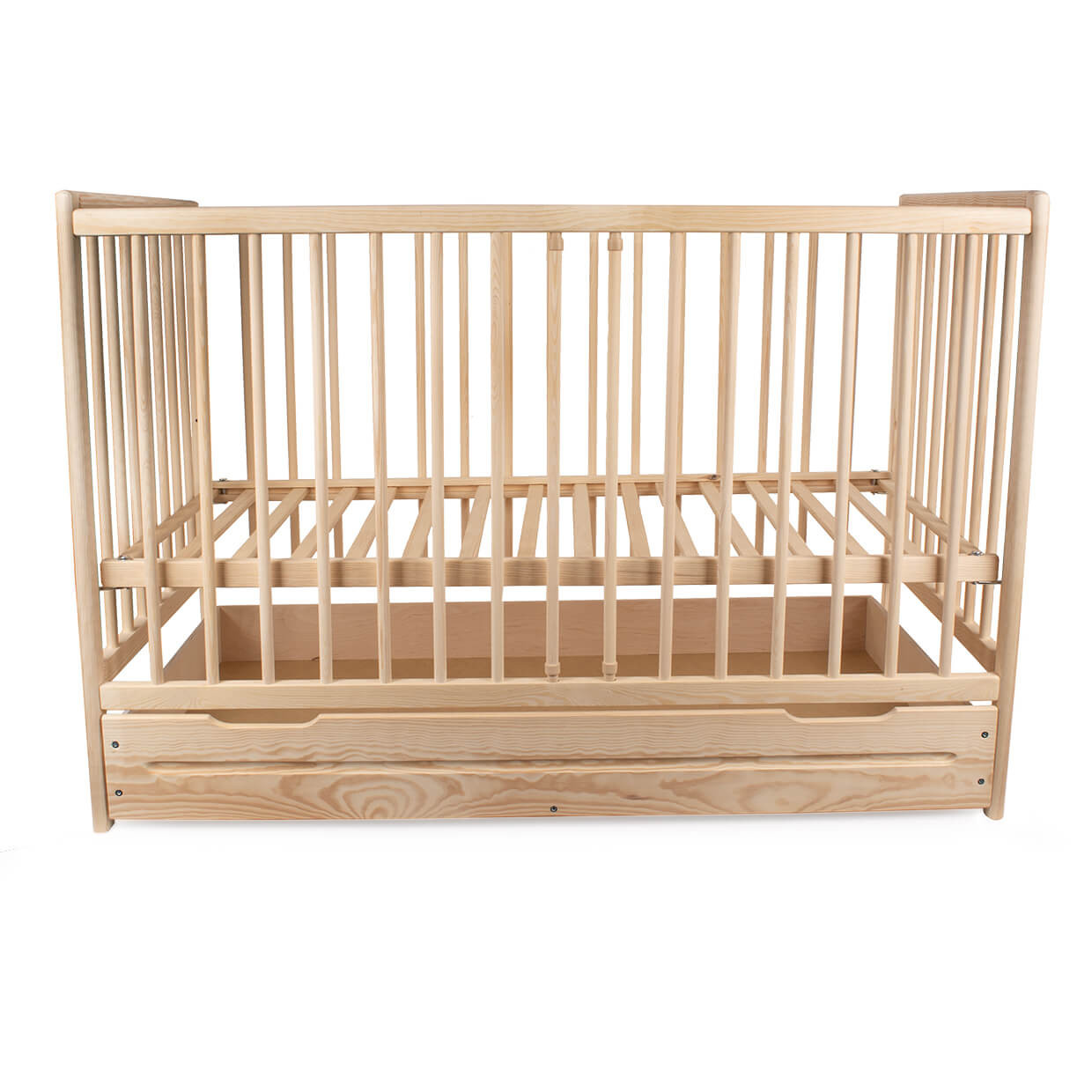 Łóżeczko drewniane dla dzieci Jacek natura z szufladą