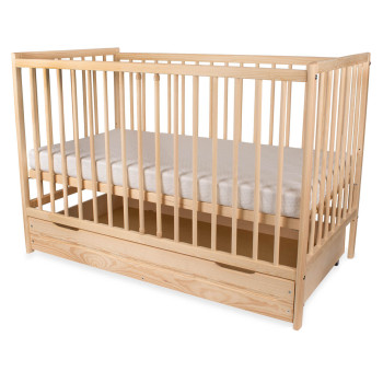 Łóżeczko dziecięce z szufladą naturalne nielakierowane ECO wyjmowane szczeble