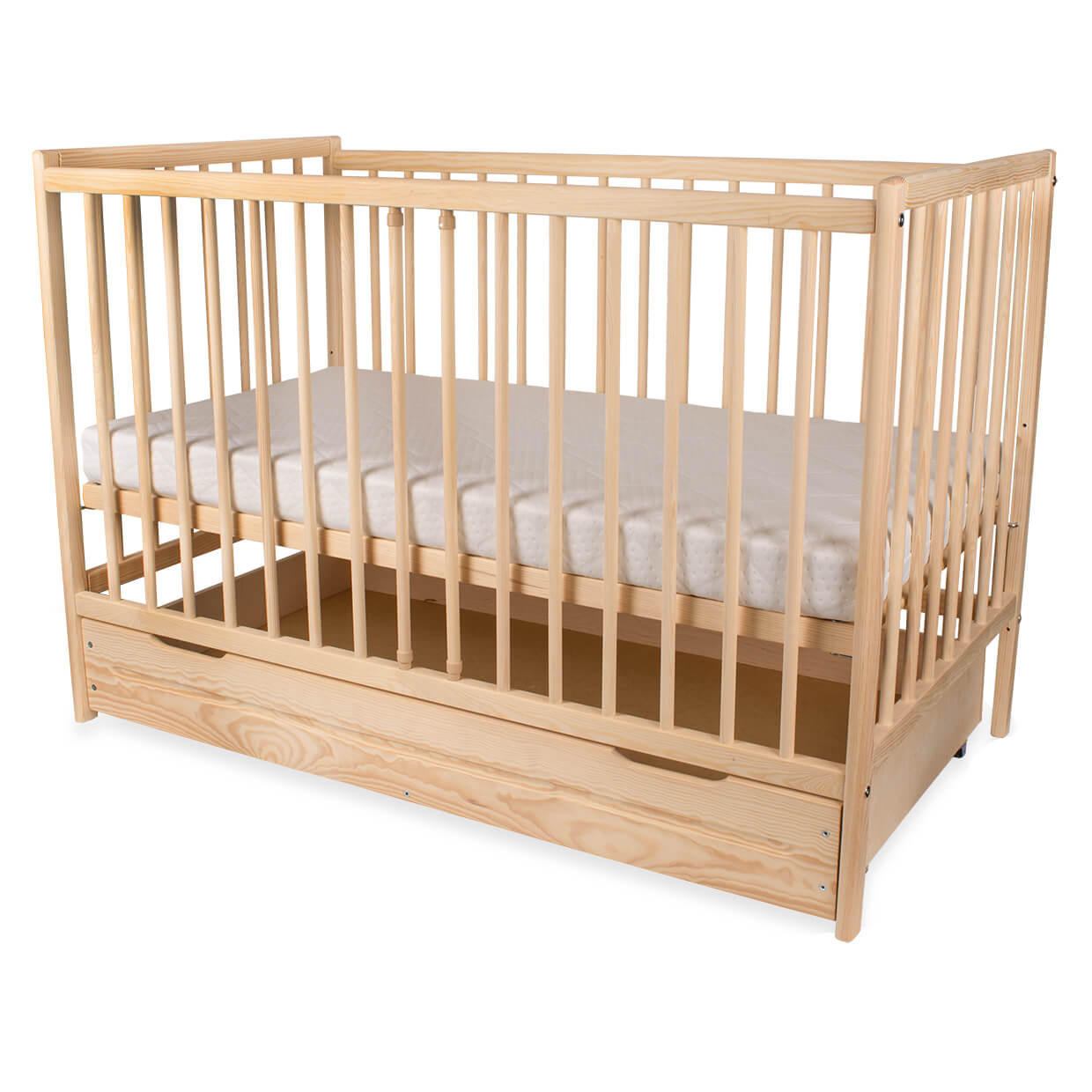 Łóżeczko niemowlęce z szufladą naturalne