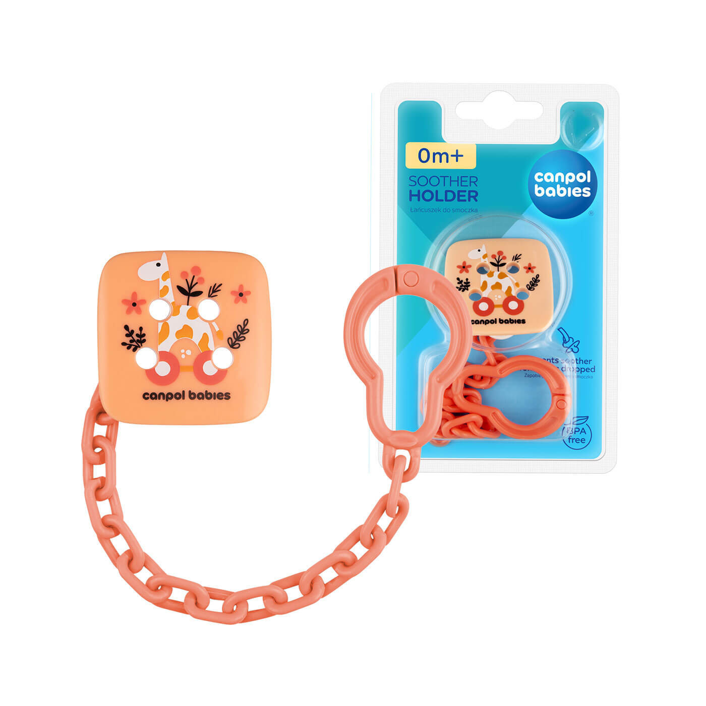 Łańcuszek do smoczka uspokajającego TOYS różowy Canpol babies