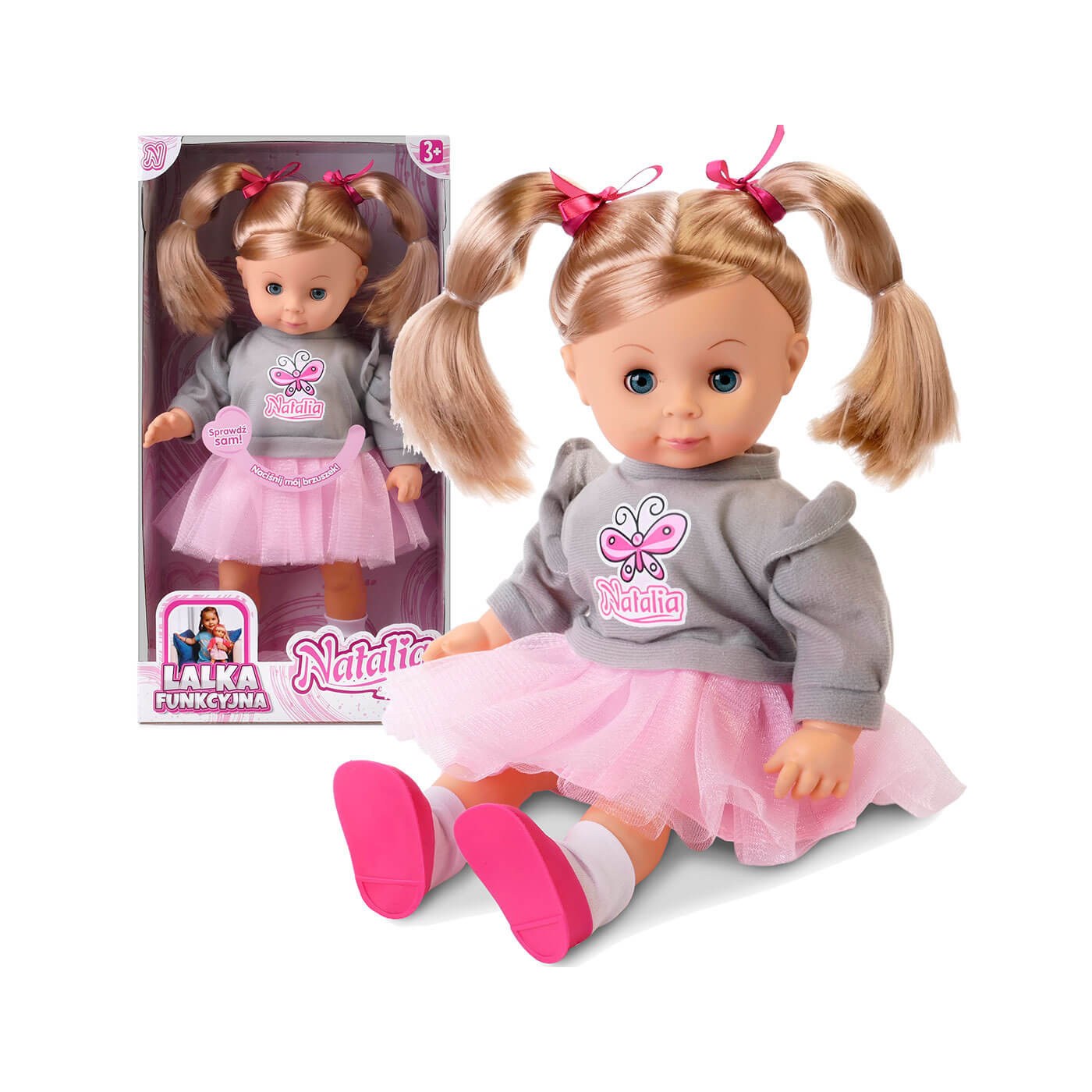 Lalka Natalia mówiąca po polsku, śpiewająca lalka z włosami 39 cm